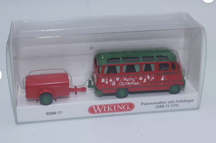 Wiking 026005 HO Christmas Panorama Bus with Trailer
