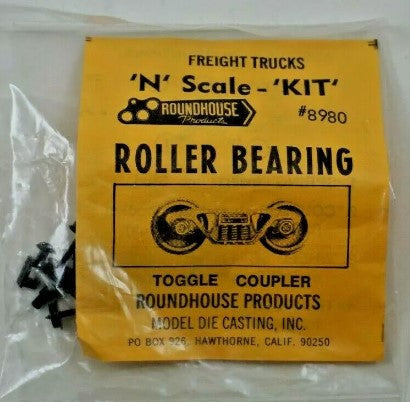 Roundhouse 8980 N Scale Roller Bearing Toggle Coupler Freight Trucks