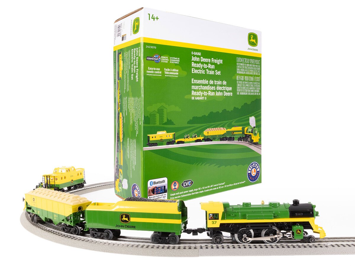 Lionel 2423070 John Deere O Gauge LionChief BT 5.0 Steam Freight Starter Set
