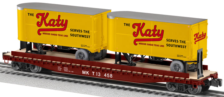 Lionel 2426720 O Missouri Kansas Texas 50' TOFC Flatcar with 20' Trailers
