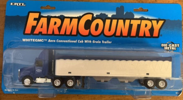 Ertl 4044 1:64 Farm Country WhiteGMC Aero Conventional Cab With Grain Trailer