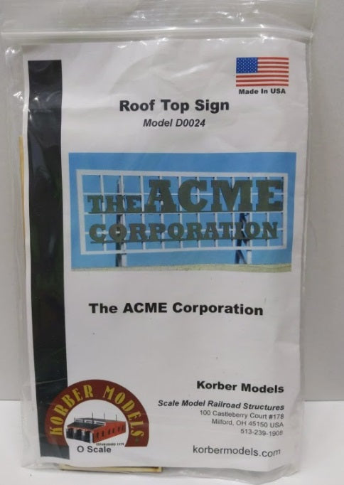 Korber D0024 O Scale Roof Top Sign The ACME Corporation Laser Cut Kit