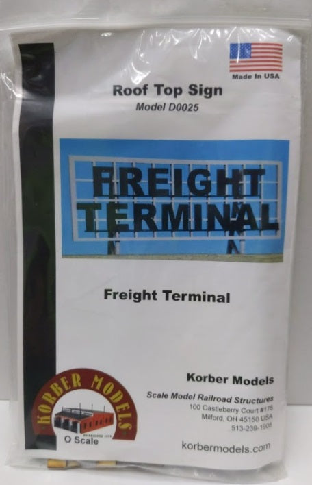Korber D0025 O Scale Roof Top Sign Freight Terminal Laser Cut Kit