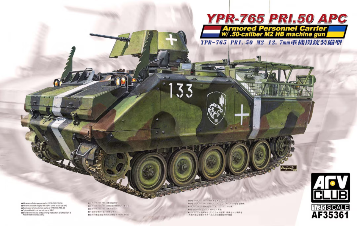 AFV Club AF35361 1:35 YPR-765 PRI.50 APC Plastic Model Kit w/Caliber M2 HB MG