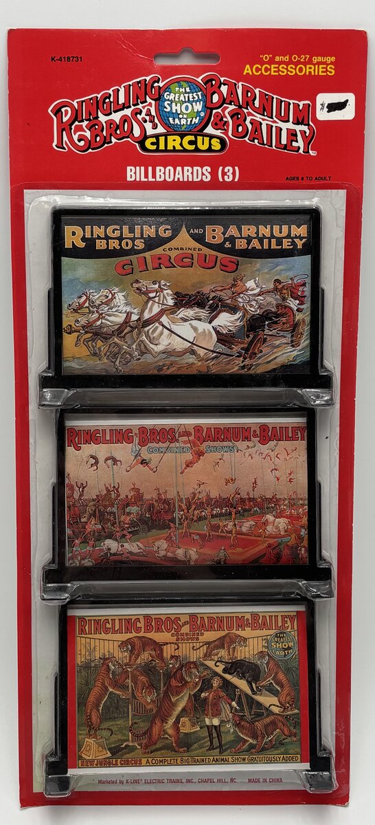 K-Line K-418731 O/O-27 Ringling Bros & Barnum Bailey Circus Billboard (Set of 3)