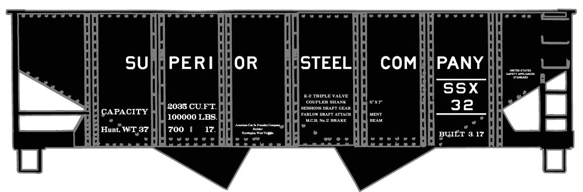 Accurail 81722 HO Superior Steel Co. 2-Bay ACF Covered Hopper Kit