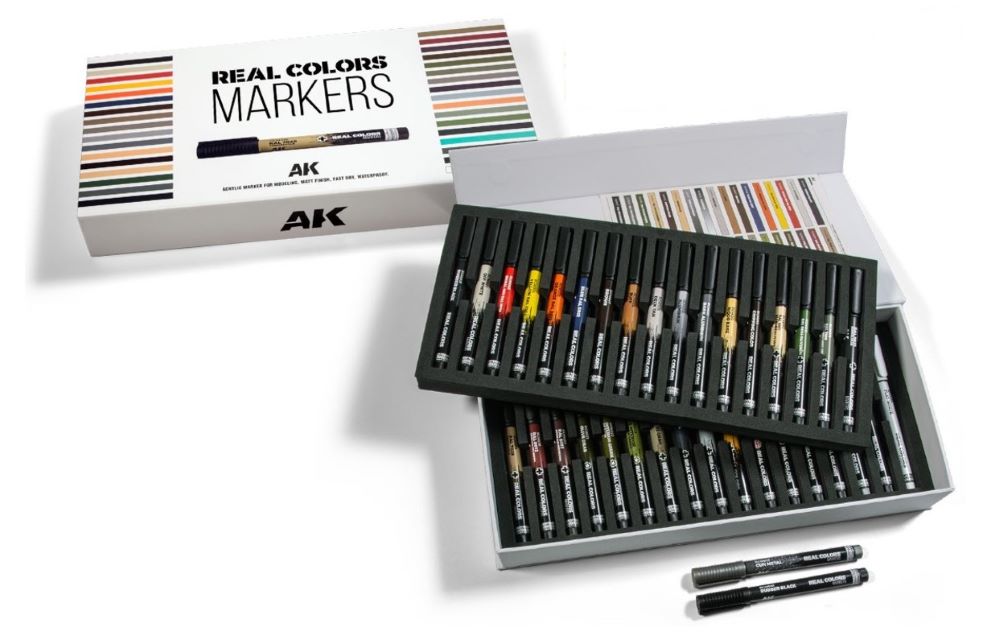 AK Interactive RCM150 Real Colors Acrylic Paint Markers (Set of 34)