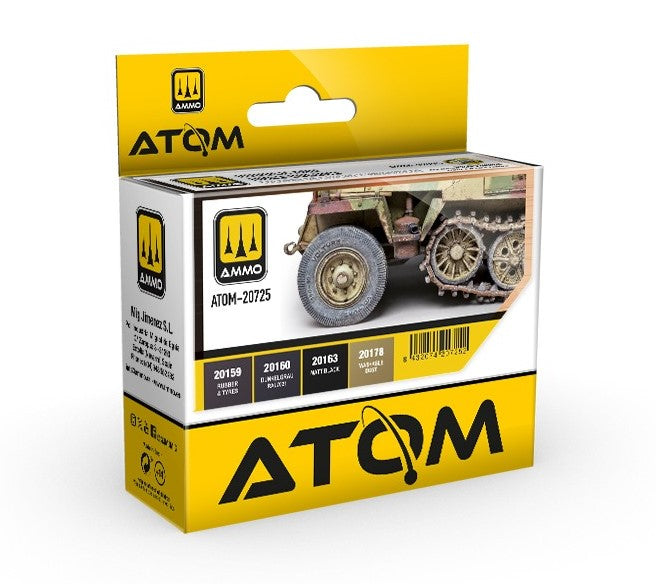 Mig Jimenez 20725 Atom: Rubber & Tires Acrylic Paints (Set of 4)