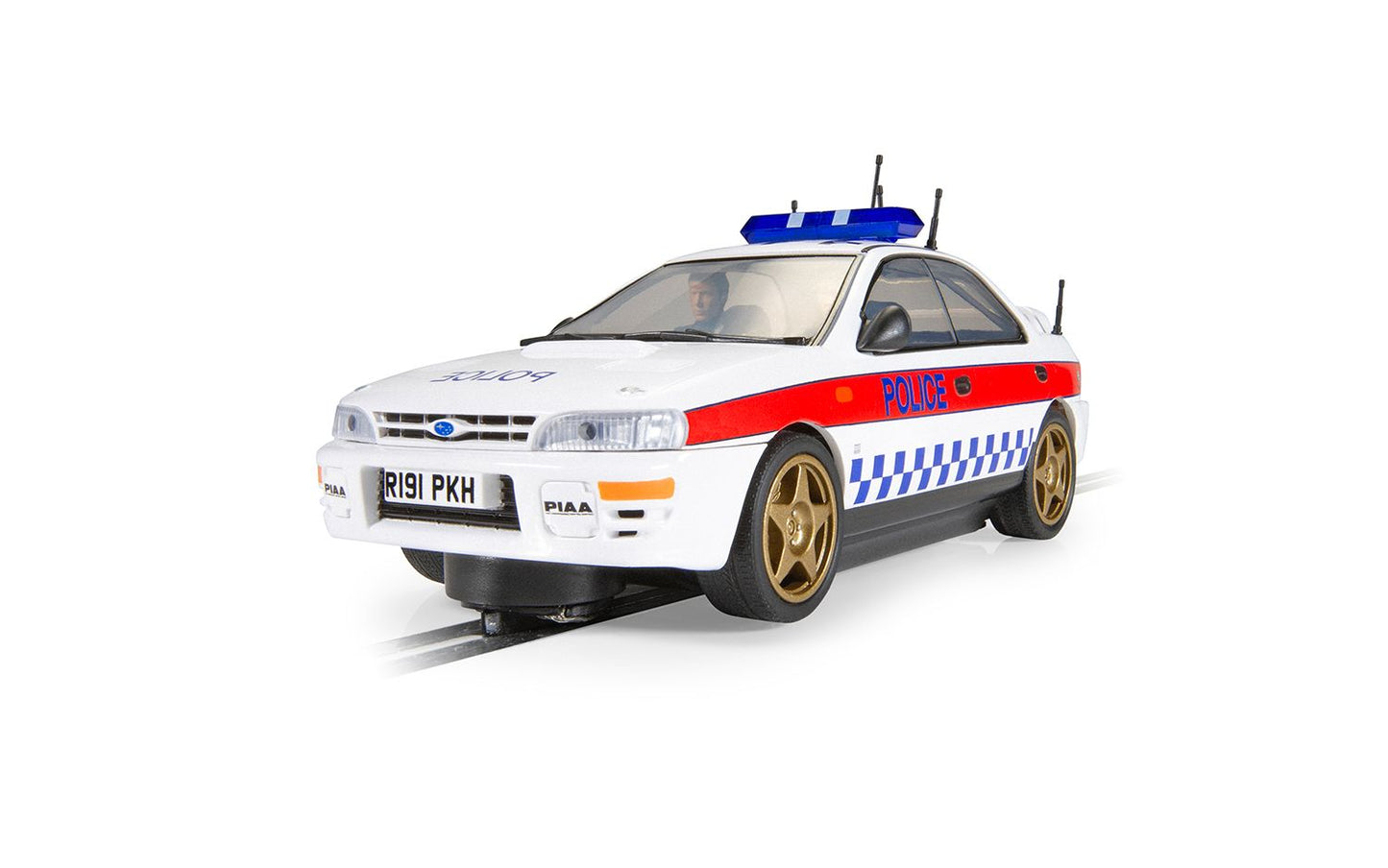 Scalextric C4429 1:32 White Subaru Impreza WRX Police Slot Car