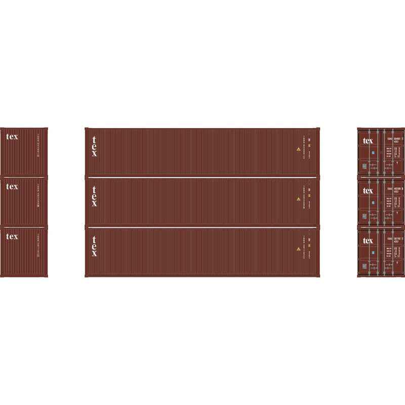 Athearn 16384 HO TGHU 40' Low Cube Container #2 (Pack of 3)