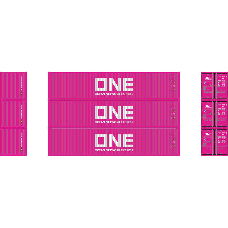 Athearn 16387 HO Ocean Network Express ONE 40' Low Cube Container #1 (Pack of 3)