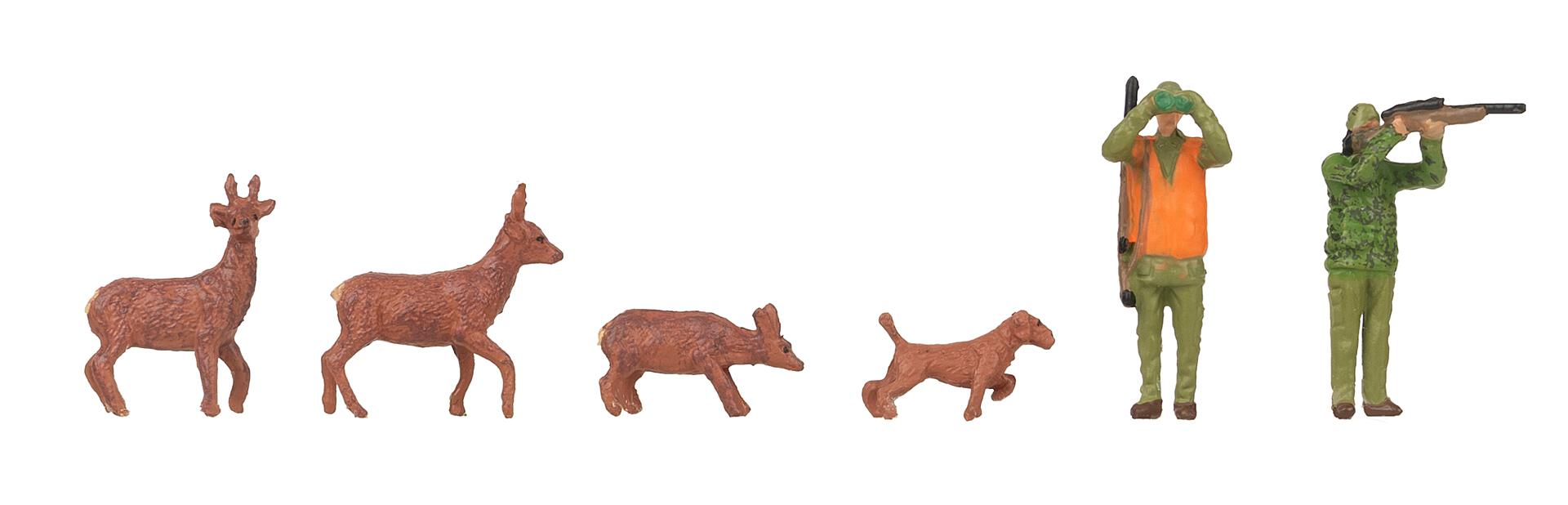 Faller 151702 HO Hunters and Deer Figure Set (Set of 6)