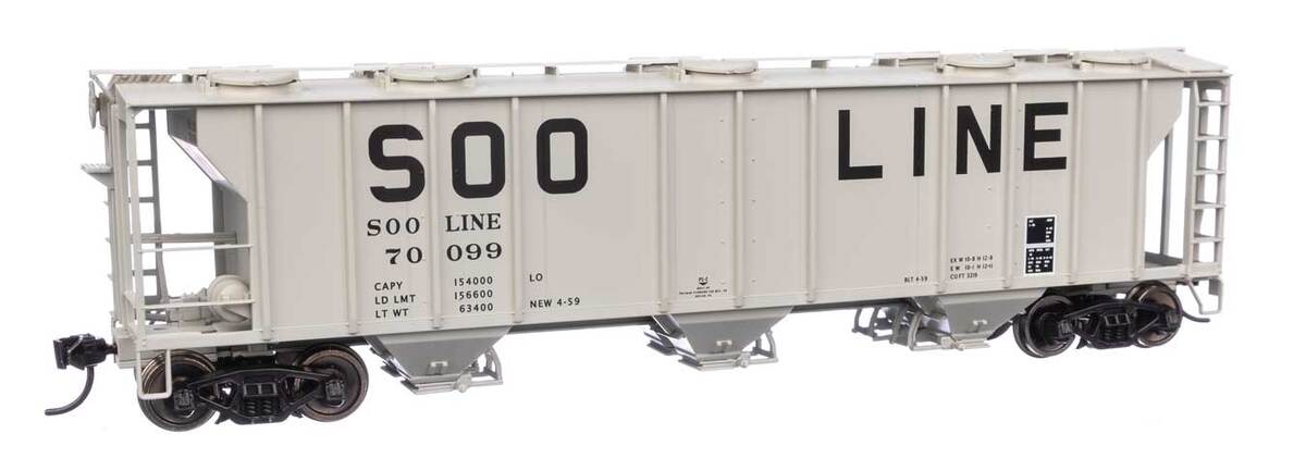 Walthers 910-7059 HO Soo Line 50' PS-2 2893 3-Bay Covered Hopper #70099