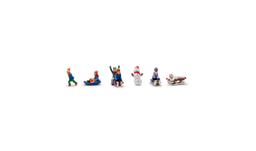 Woodland Scenics A1966 HO Scenic Accents Children Sledding Figures (Set of 6)