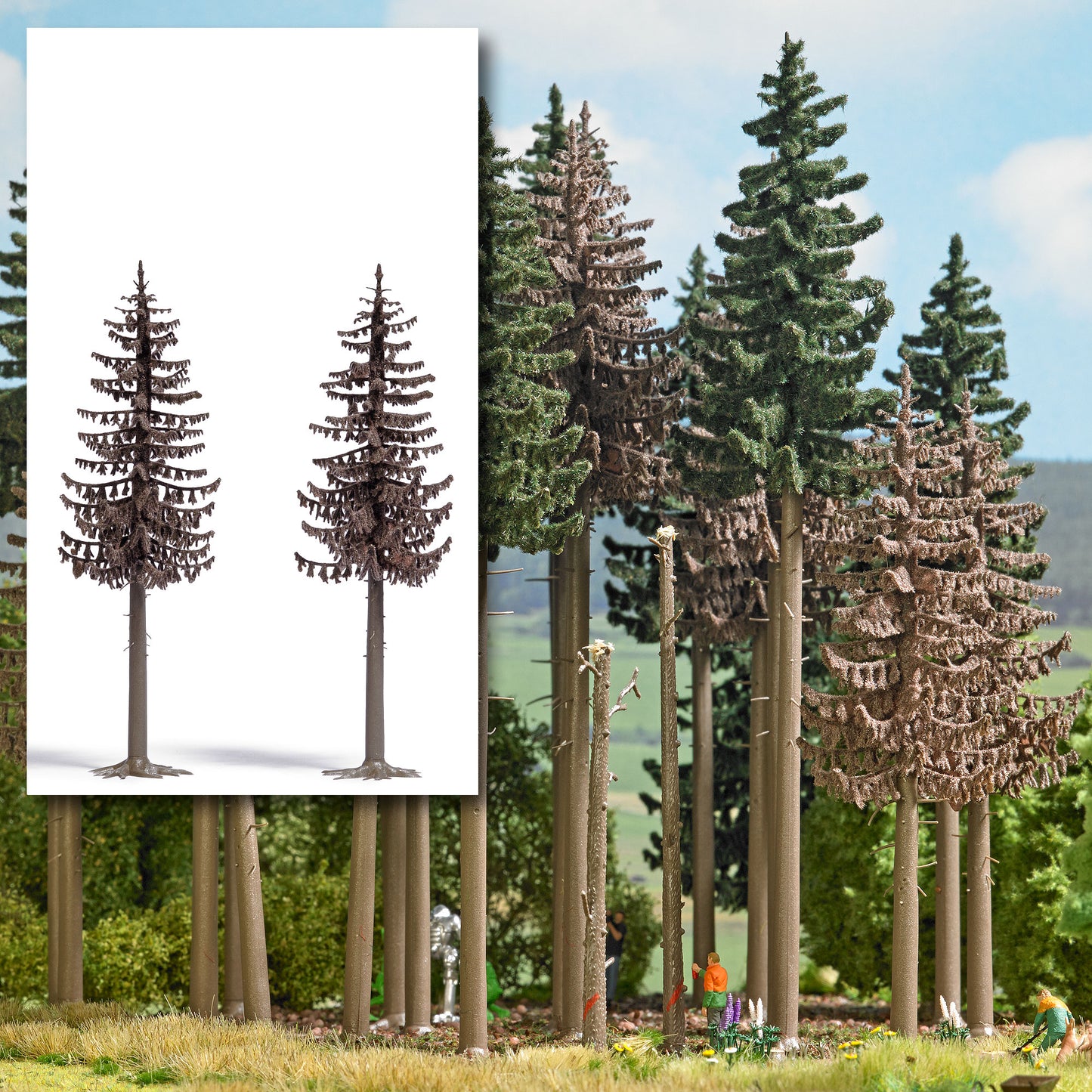 Busch 6166 HO/TT 130mm Dead Spruce Trees with Dried Needles (Pack of 2)
