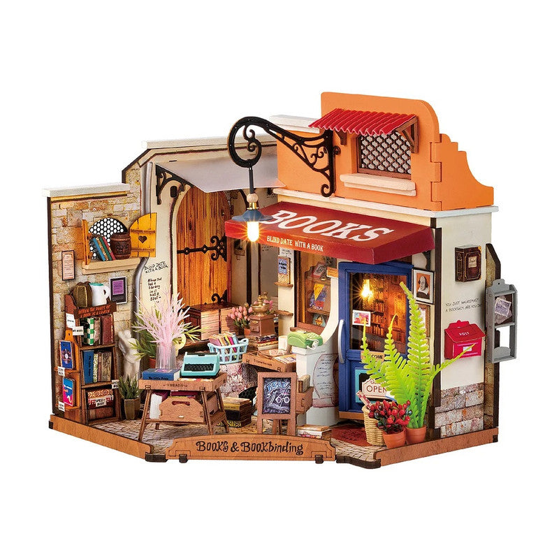 Robotime DG164 Rolife Corner Bookstore DIY Miniature House Kit