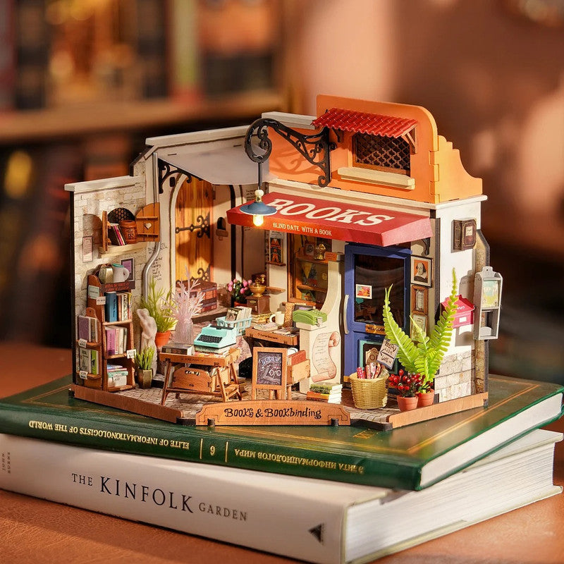 Robotime DG164 Rolife Corner Bookstore DIY Miniature House Kit