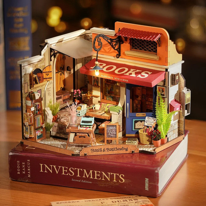 Robotime DG164 Rolife Corner Bookstore DIY Miniature House Kit