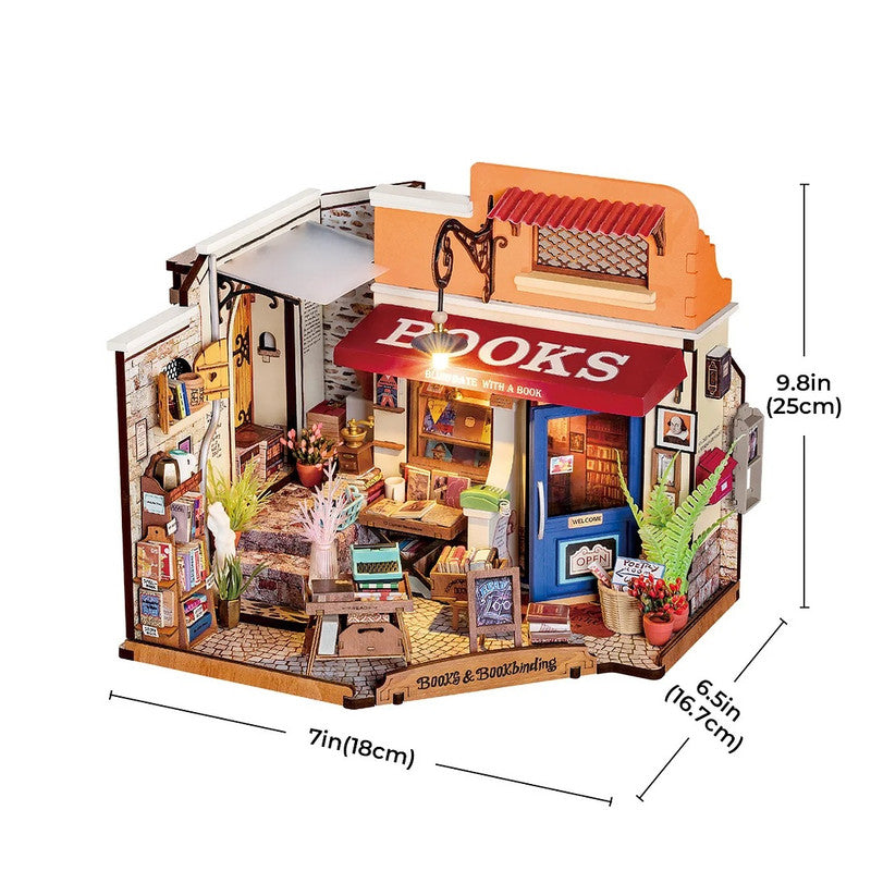 Robotime DG164 Rolife Corner Bookstore DIY Miniature House Kit