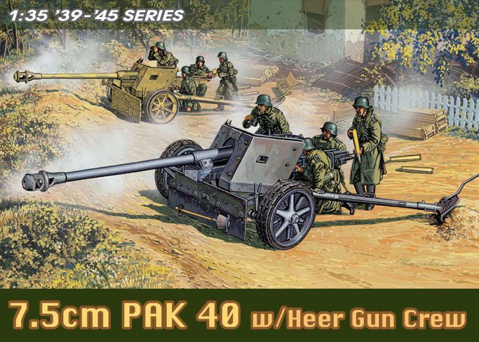 Dragon 6249 1:35 7.5cm Pak 40 with Heer Gun Crew Plastic Model Kit
