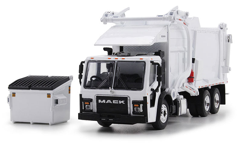 Die Cast Promotions 60-1795 1:64 White Mack LR Truck w/Front Loader & Trash Bin