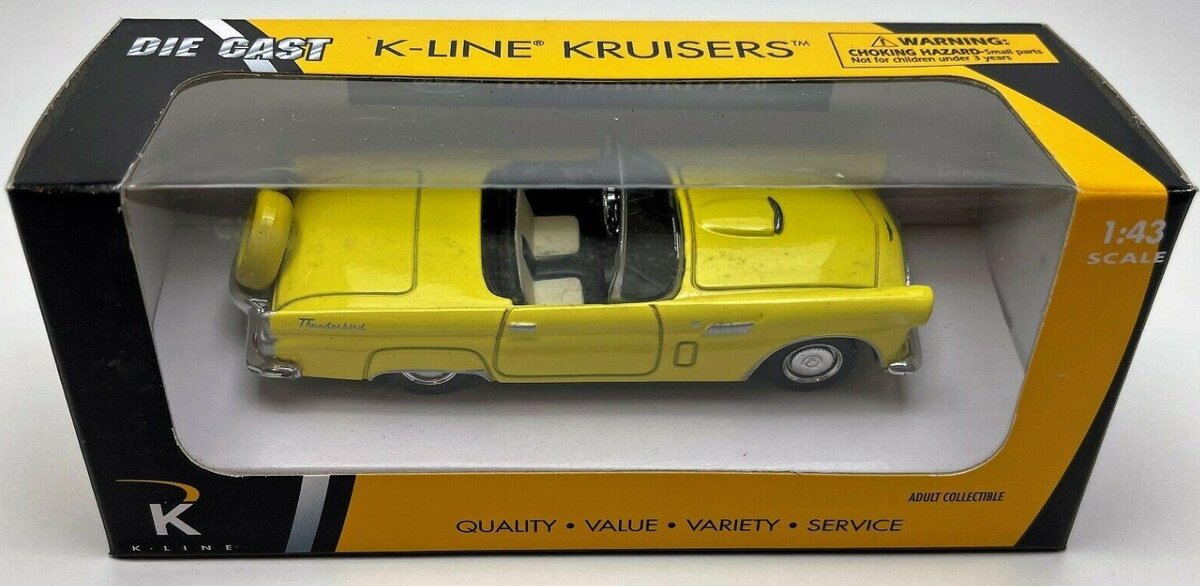 K-Line 48007 1:43 Diecast Bright Yellow 1956 Ford Thunderbird Convertible