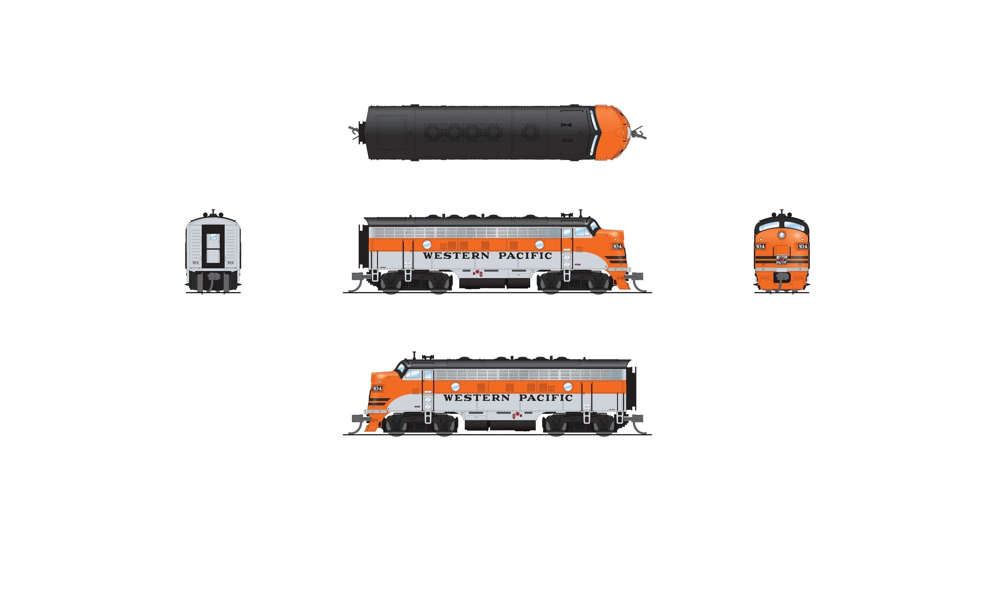 Broadway Limited 9285 N WP EMD F7A Diesel Locomotive No-Sound/DCC-Ready #913-A