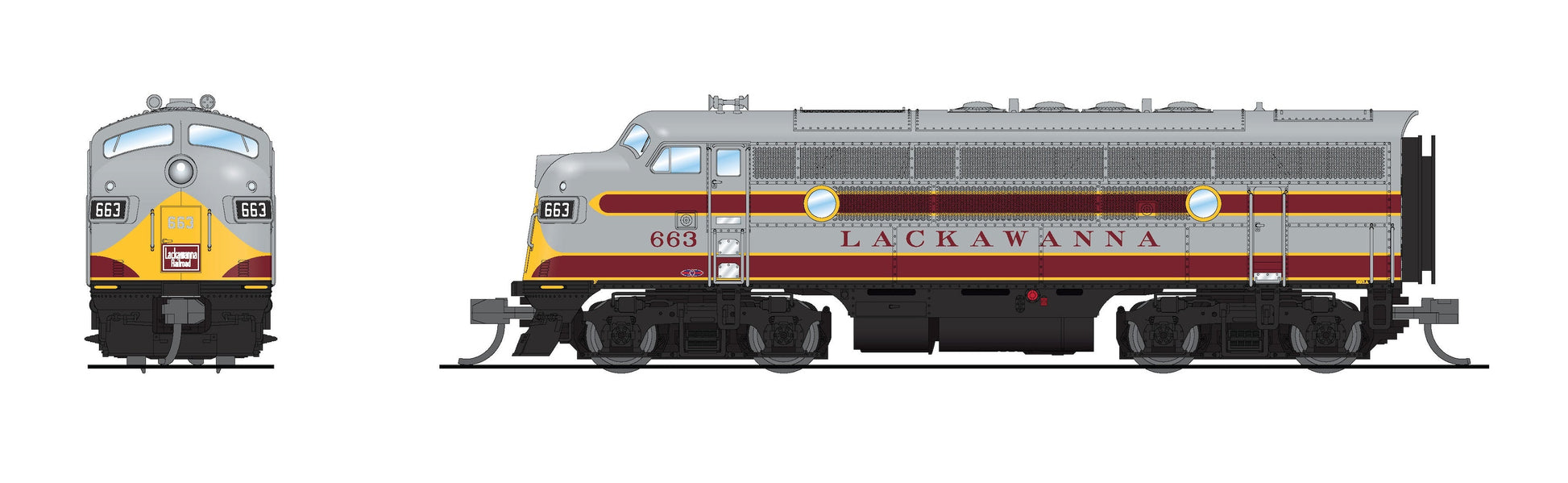 Broadway Limited 9207 N DLW EMD F3A Diesel Locomotive with Sound/DC/DCC #663