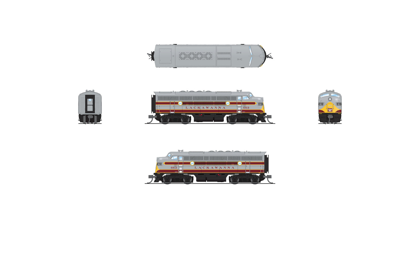Broadway Limited 9207 N DLW EMD F3A Diesel Locomotive with Sound/DC/DCC #663