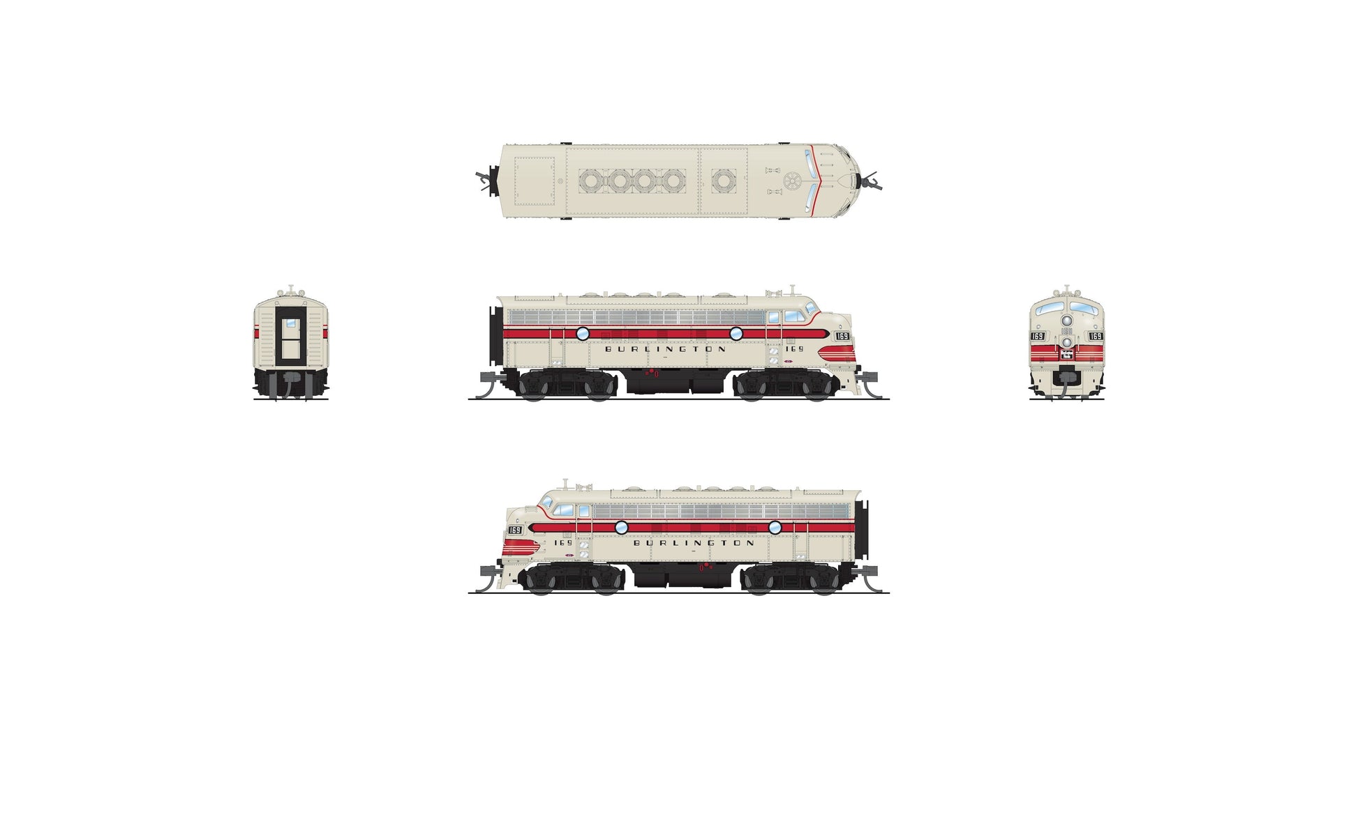 Broadway Limited 9247 N CBQ EMD F7A Diesel Locomotive with Sound/DC/DCC #169C