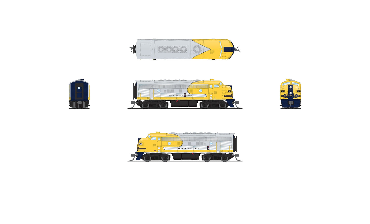 Broadway Limited 9244 N ATSF EMD F7A Diesel Locomotive with Sound/DC/DCC #344