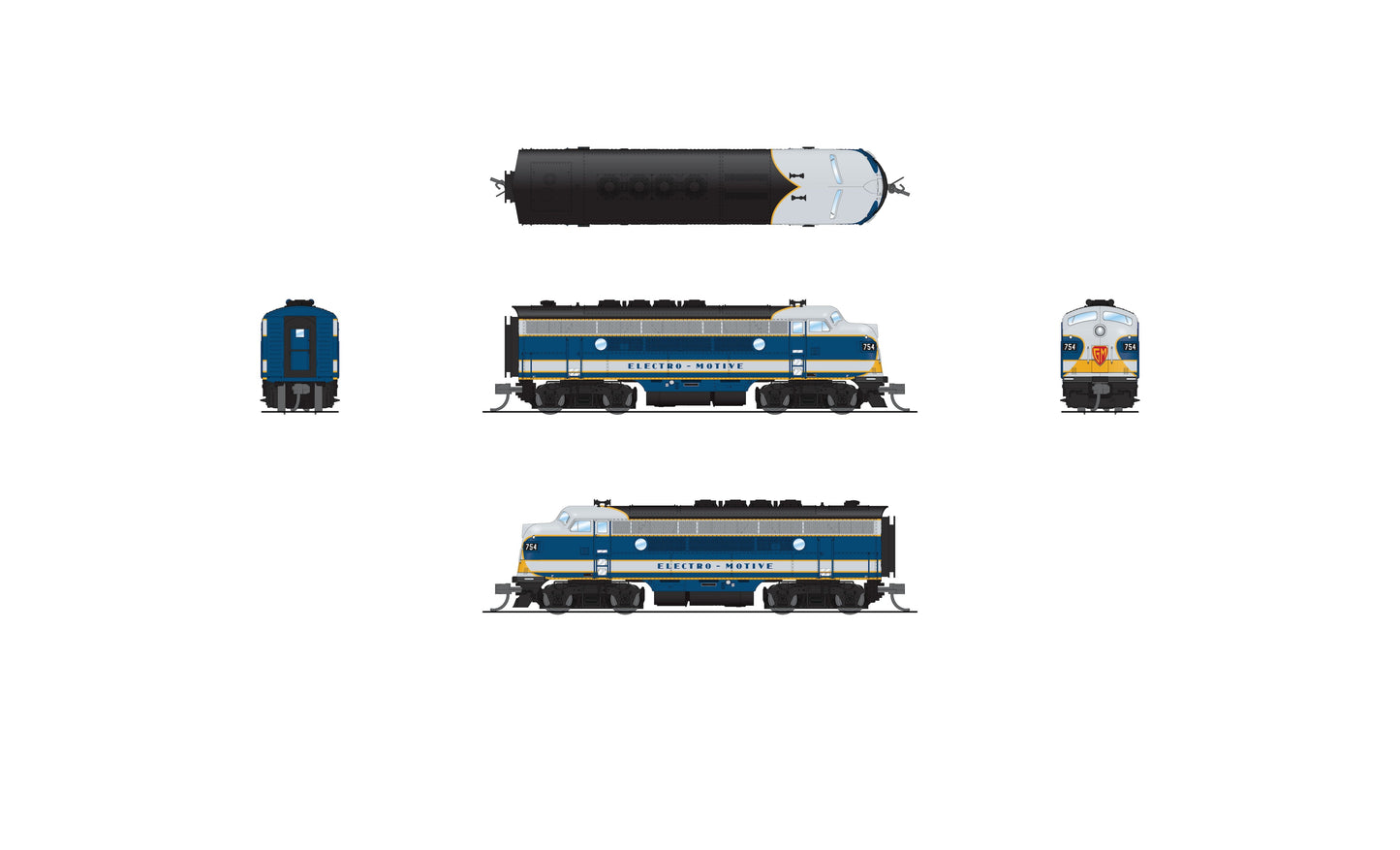 Broadway Limited 9205 N Demo EMD F3 A/B Diesel Locomotive #754A1, #754B1