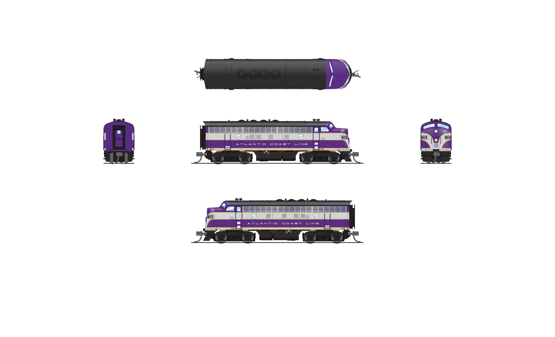 Broadway Limited 9200 N ACL EMD F3 A/B Diesel Locomotive #339, #339B