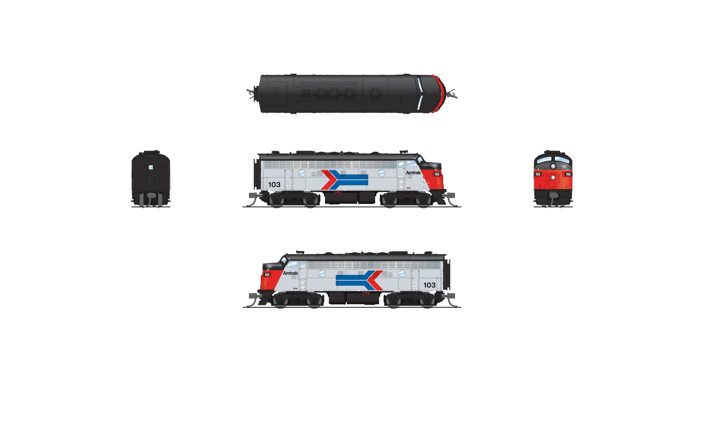 Broadway Limited 9240 N Amtrak Phase I EMD F7 AB Diesel Locomotive #103, #153