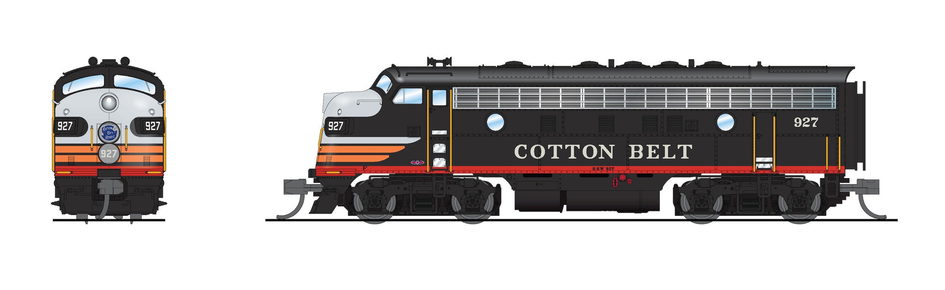 Broadway Limited 9250 N Cotton Belt EMD F7AB Diesel Locomotive #927, #928