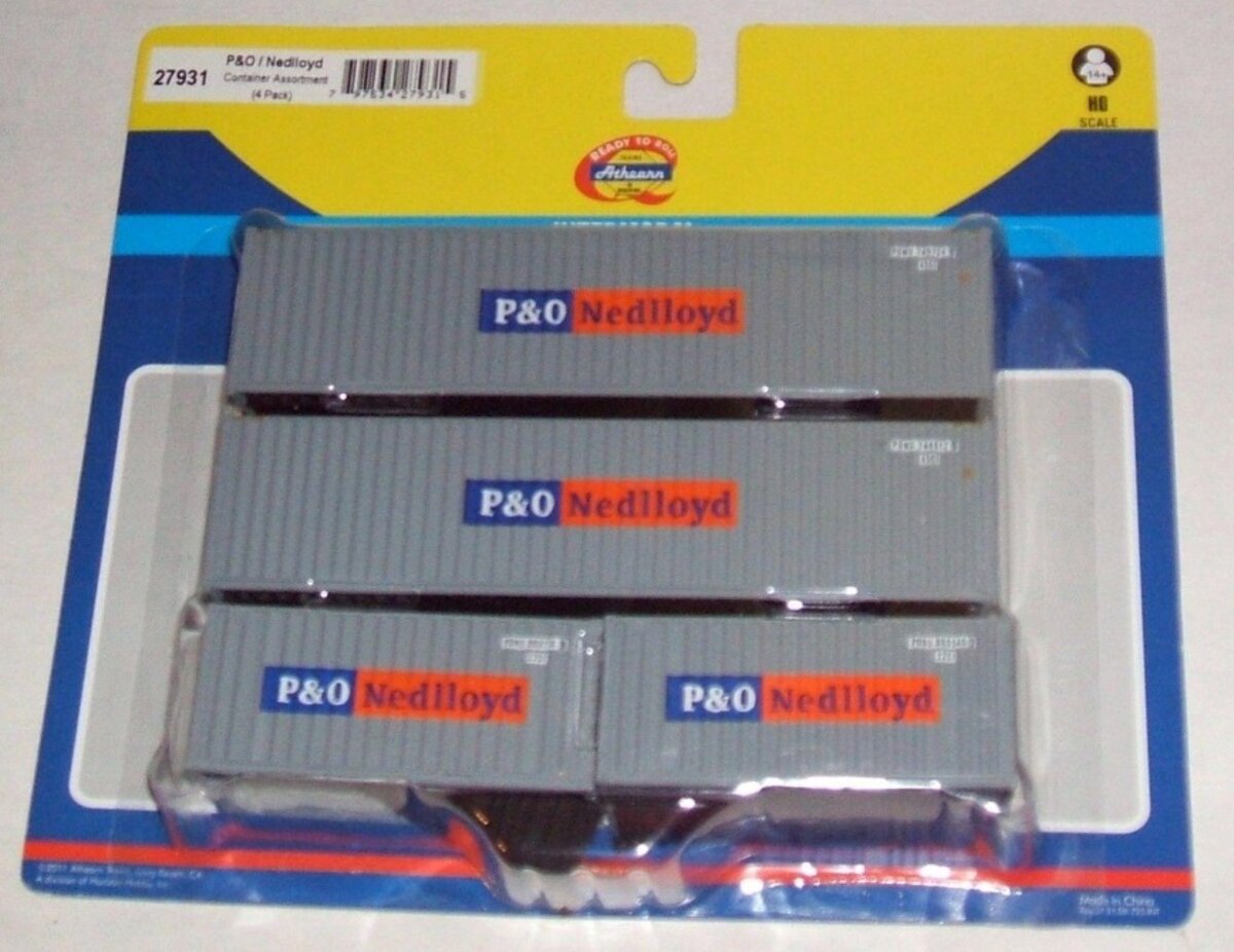 Athearn 27931 HO P&O/Nedlloyd 2-20'' & 2-40'' Intermodal Container (Pack of 4)