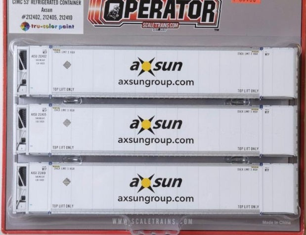Scale Trains SXT10163 HO Axsun Group CIMC 53'' Refrigerated Container(Pack of 3)