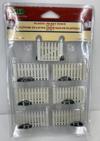 Lemax 24800A HO Village Collection Plastic Picket Fence (Set of 7)