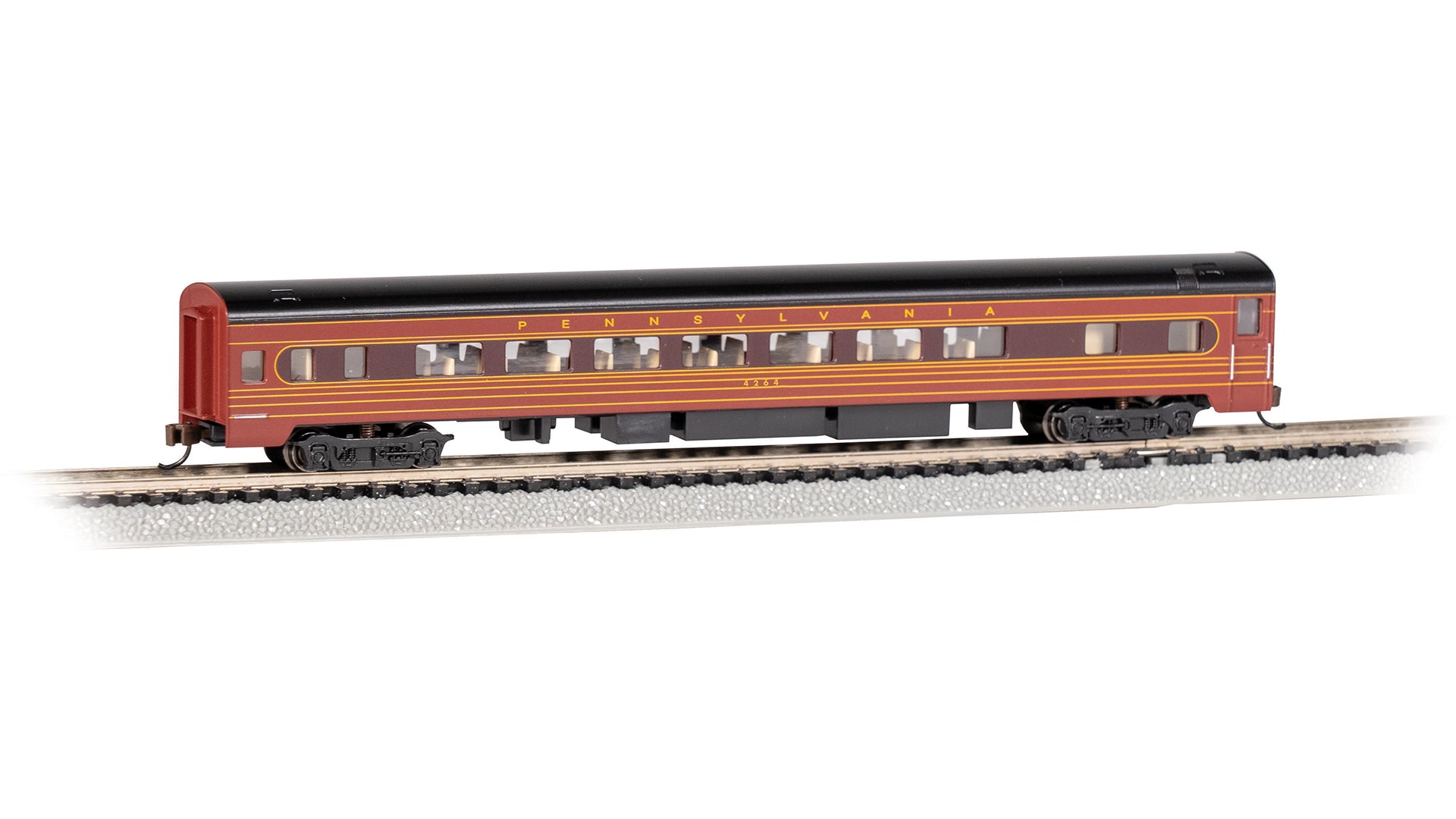 Bachmann 14258 N PRR RTR 85' Smooth-Side Coach with Interior Lighting #4264