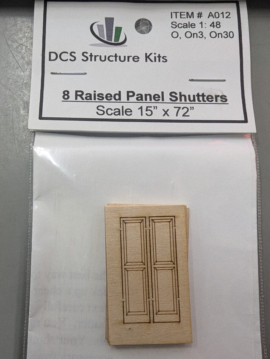 Acme A012 O Scale DCS Structure 8 Raised Panel Shutters 15"x72" Kit