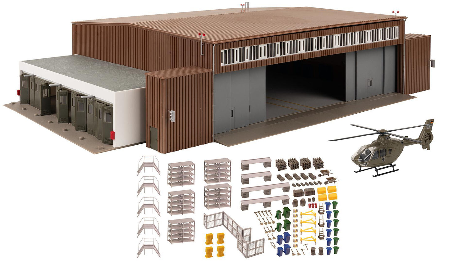 Faller 144111 HO Hangar Building Kit with Helicopter