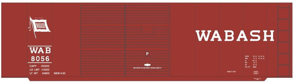 Tichy 10363 HO Wabash 40' Steel Boxcar #8056 Railroad Decal Set