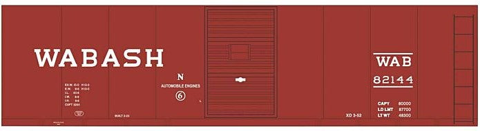 Tichy 10364 HO Wabash 40' Steel Boxcar #82144 Railroad Decal Set
