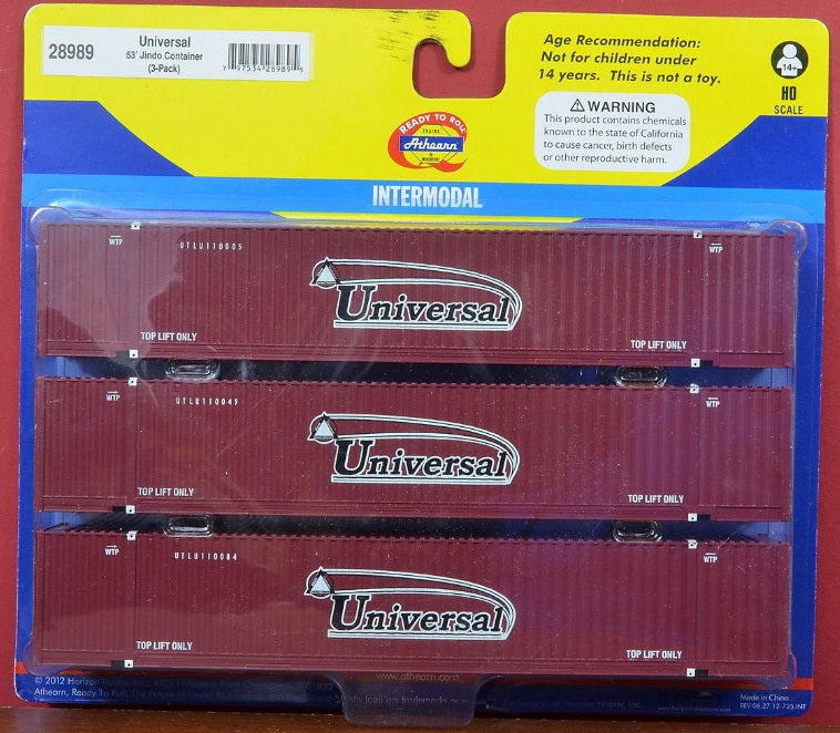 Athearn 28989 HO Universal 53'' Jindo Container (Pack of 3)