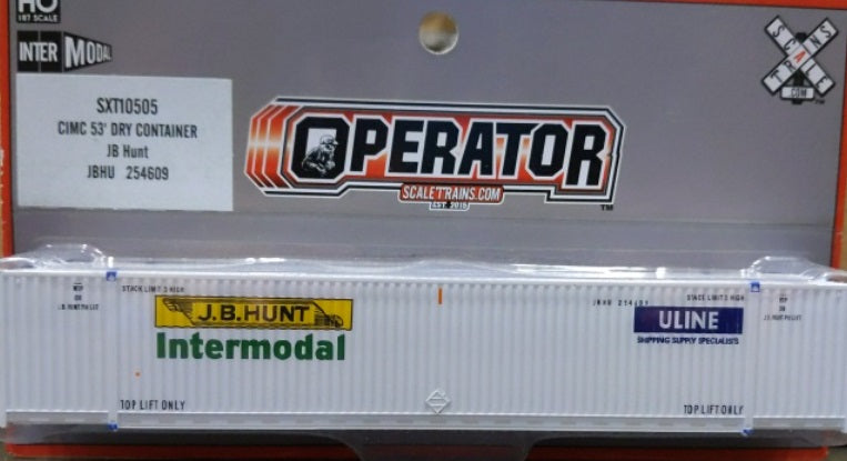 Scale Trains SXT10505 HO Scale CIMC 53'' Dry Container JB Hunt Road # 254609