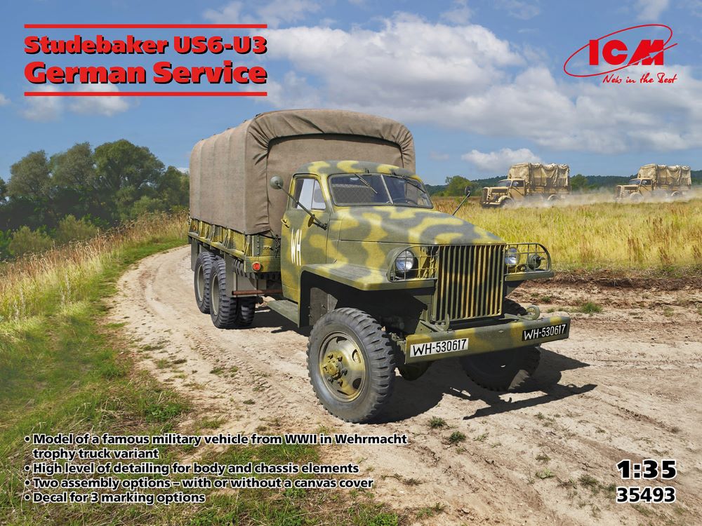 ICM 35493 1:35 Studebaker US6-U3 Truck in German Service Plastic Model Kit