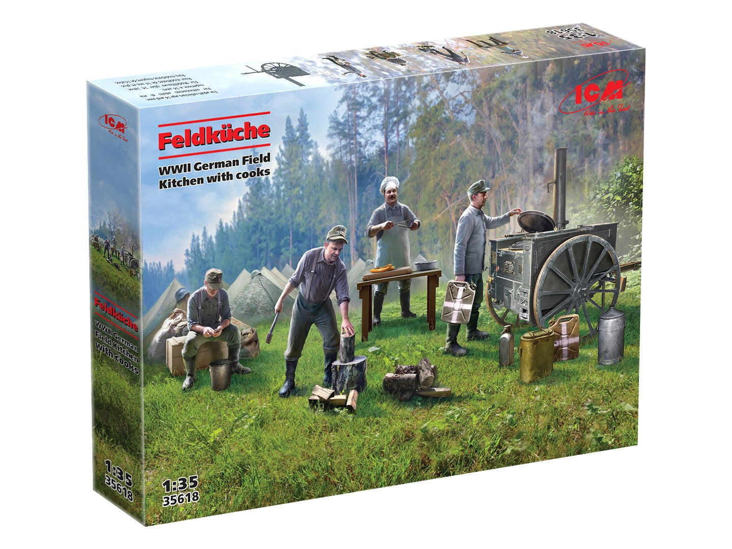 ICM 35618 1:35 Feldkuche WWII German Field Kitchen with Cooks Plastic Model Kit