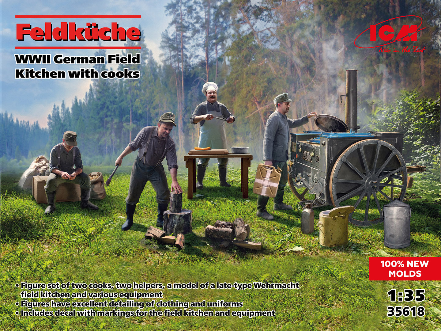ICM 35618 1:35 Feldkuche WWII German Field Kitchen with Cooks Plastic Model Kit