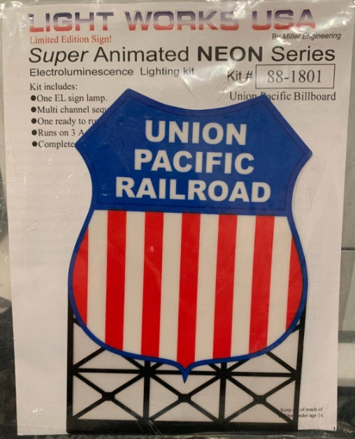 Miller Engineering 88-1801 O/HO Scale Union Pacific Railroad Animated Neon Sign