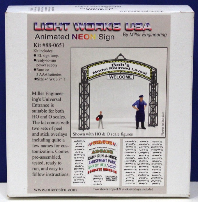 Miller Engineering 88-0651 HO/O Bob''s Model Railroad Animated Neon Sign Kit